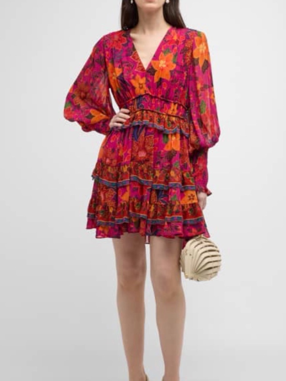 FARM Rio Hot Pink & Orange Floral Mini Dress - Picture 2 of 3